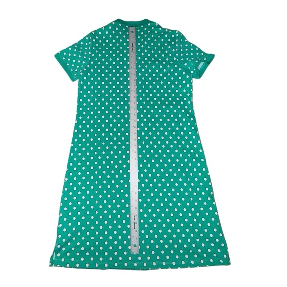 LANDS END Polka Dot Collared Polo Dress - Green/White Medium - Picture 10 of 11